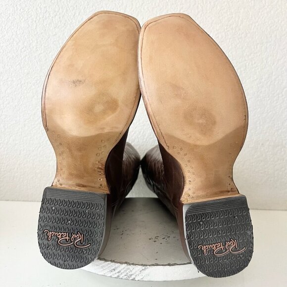 Rod Patrick Womens Cowboy Boots 10A Brown Perro Loco Leather Blunt Toe Tall Top - Picture 8 of 12